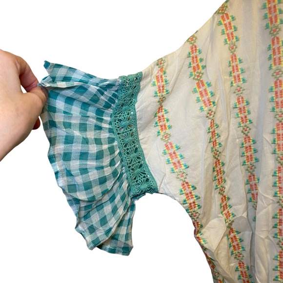 NWT Barok Paris Women’s Cotton Embroidered Peasant Top w Tassels sz M/L - Picture 5 of 14